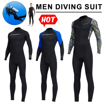 Men Diving Suit Long Sleeve Sunscreen Diving Skin Clothes Snorkeling Surfing Swimsuit with Zipper Elastic Water Sports Equipment