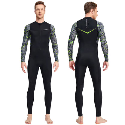 Men Diving Suit Long Sleeve Sunscreen Diving Skin Clothes Snorkeling Surfing Swimsuit with Zipper Elastic Water Sports Equipment
