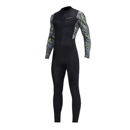 Men Diving Suit Long Sleeve Sunscreen Diving Skin Clothes Snorkeling Surfing Swimsuit with Zipper Elastic Water Sports Equipment