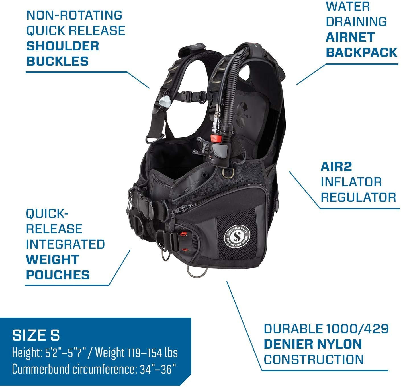 X-Black BCD Buoyancy Compensator Device with Air2