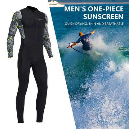 Men Diving Suit Long Sleeve Sunscreen Diving Skin Clothes Snorkeling Surfing Swimsuit with Zipper Elastic Water Sports Equipment