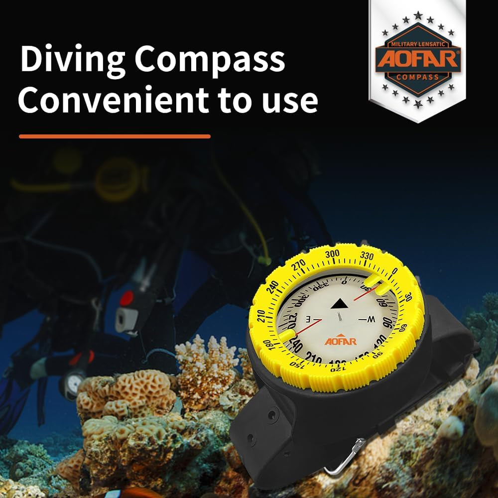 Dive Compass AF-Q60A Waterproof, Durable, Compact. Wrist Strap Type Compass for Sailing, Diving, Wrist Strap Type