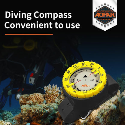 Dive Compass AF-Q60A Waterproof, Durable, Compact. Wrist Strap Type Compass for Sailing, Diving, Wrist Strap Type