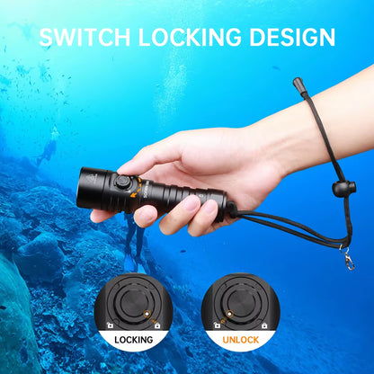 SD06 Diving Flashlight 3200Lm SFT70 Powerful 21700 Underwater Diving Lantern Range 472M Deep Scuba Torch IP68 Waterproof