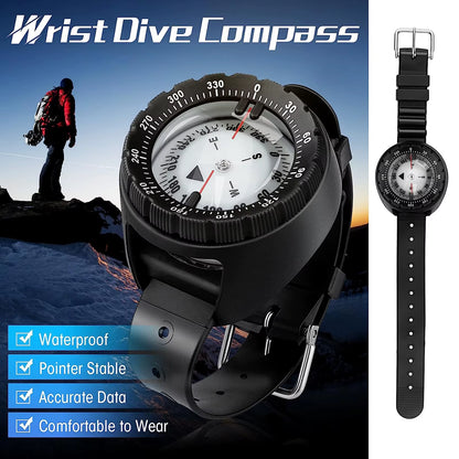 Digital Underwater 50M Diving Compass Professional Waterproof Navigator Digital Scuba Luminous Balanced Watch for Swimming