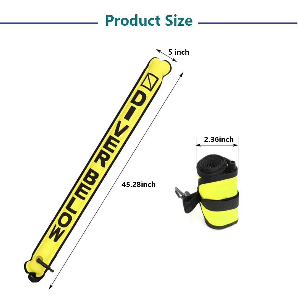 Surface Marker Buoy Scuba Diving with Rotatable Hook Sausage Signal Tube SMB Inflatable Nozzle Floating Accessory
