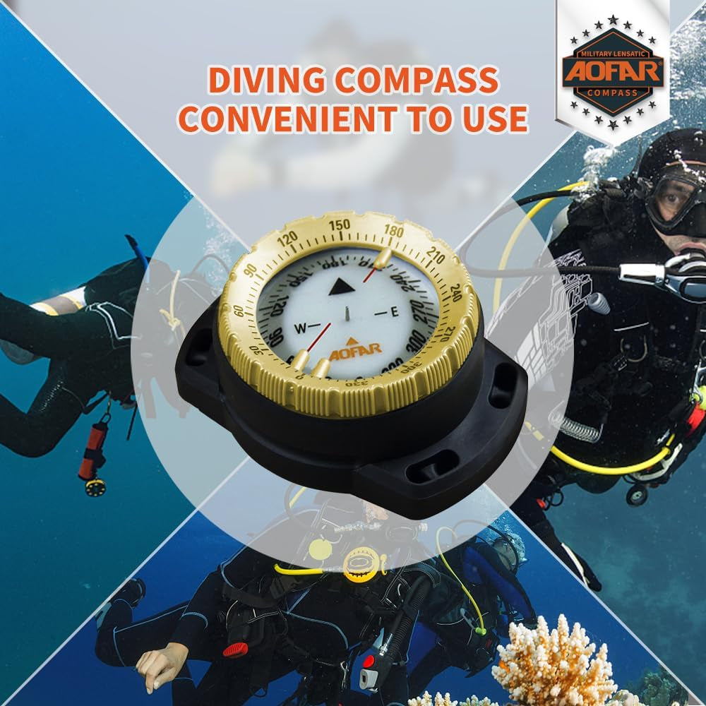 Dive Compass AF-Q60B Waterproof, Durable, Compact. Drawstring Style Compass for Sailing, Diving, Drawstring Style