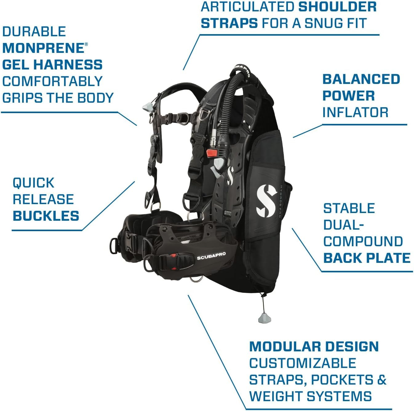 Hydros Pro Men’S Back Inflated Scuba BCD Recreational and Travel Scuba Diving