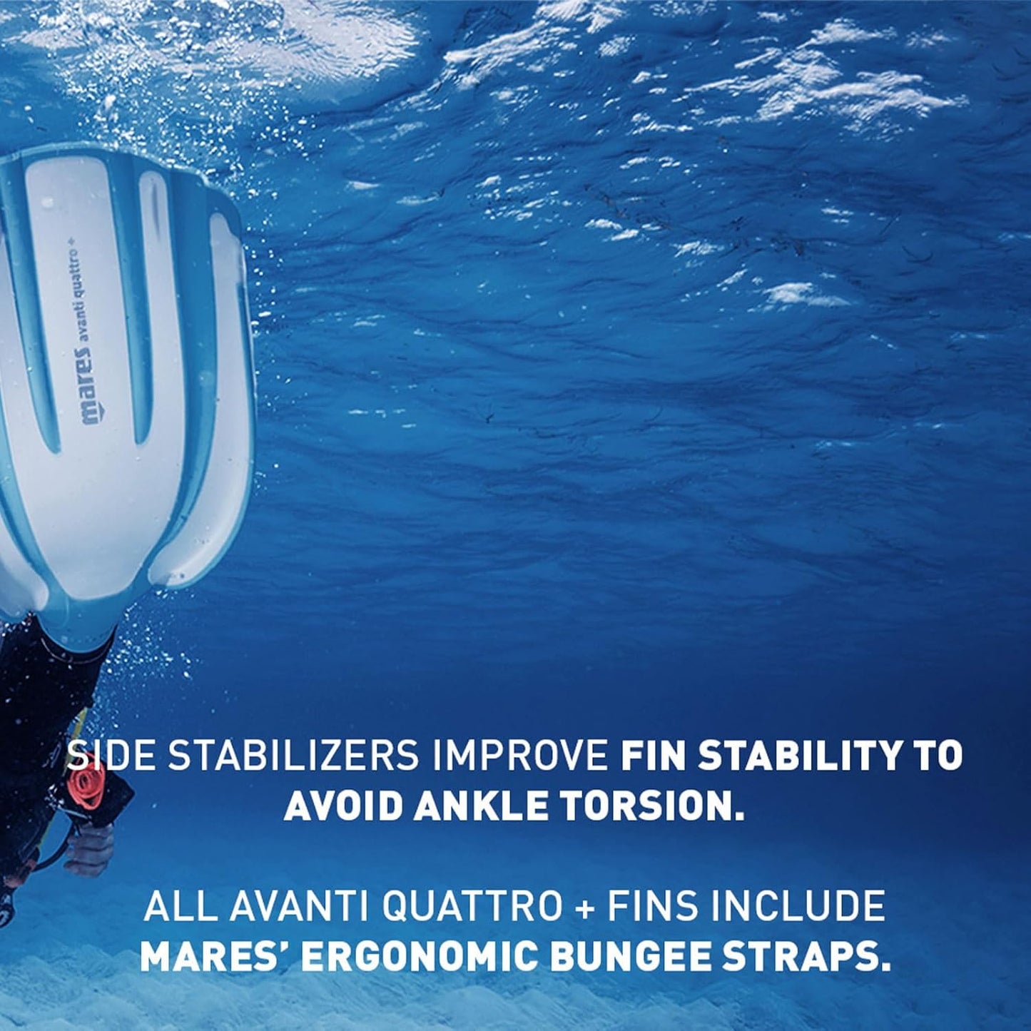 Unisex Adults Avanti Quattro + Diving Fins - Durable Efficient Versatile Open-Heel Scuba Fins with Four-Channel Design & Bungee Strap