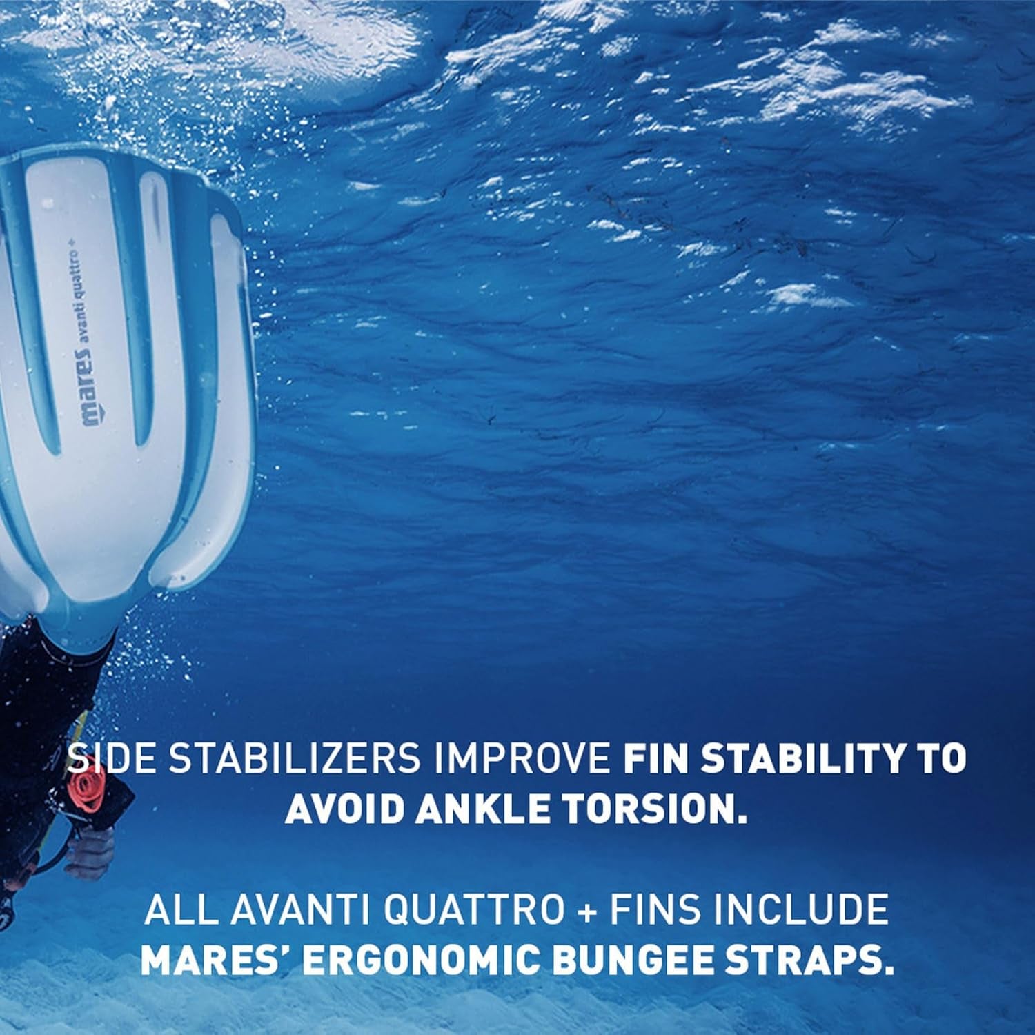 Unisex Adults Avanti Quattro + Diving Fins - Durable Efficient Versatile Open-Heel Scuba Fins with Four-Channel Design & Bungee Strap