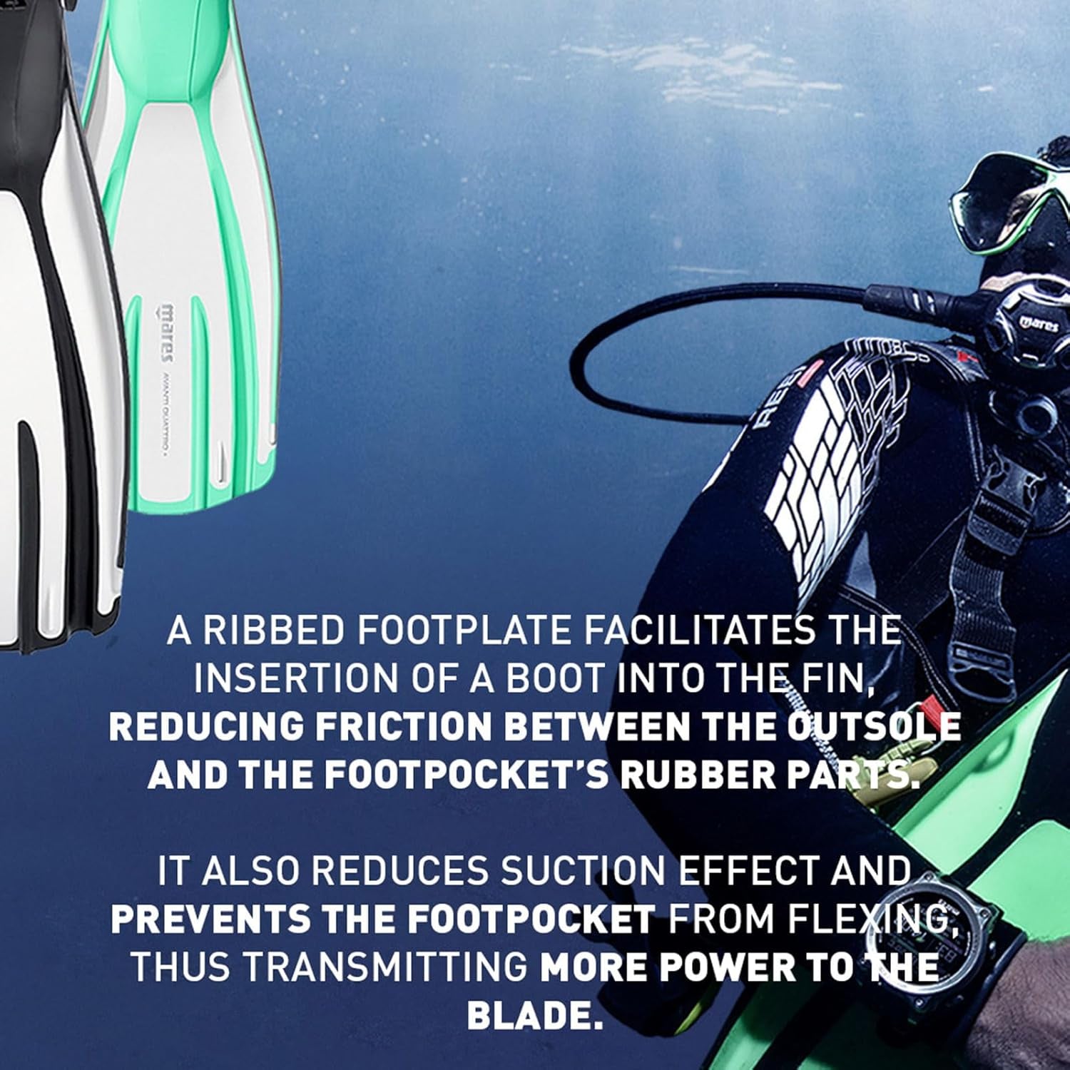 Unisex Adults Avanti Quattro + Diving Fins - Durable Efficient Versatile Open-Heel Scuba Fins with Four-Channel Design & Bungee Strap