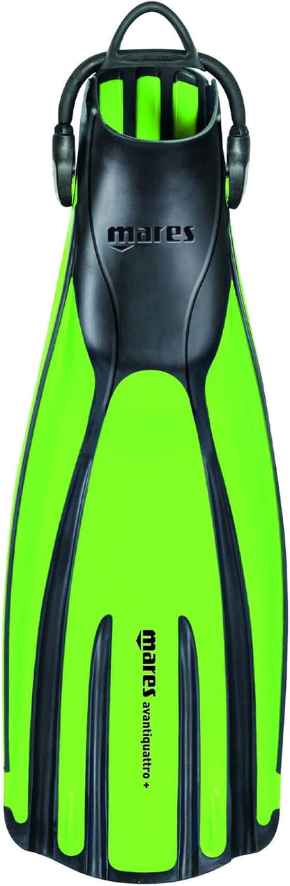 Unisex Adults Avanti Quattro + Diving Fins - Durable Efficient Versatile Open-Heel Scuba Fins with Four-Channel Design & Bungee Strap