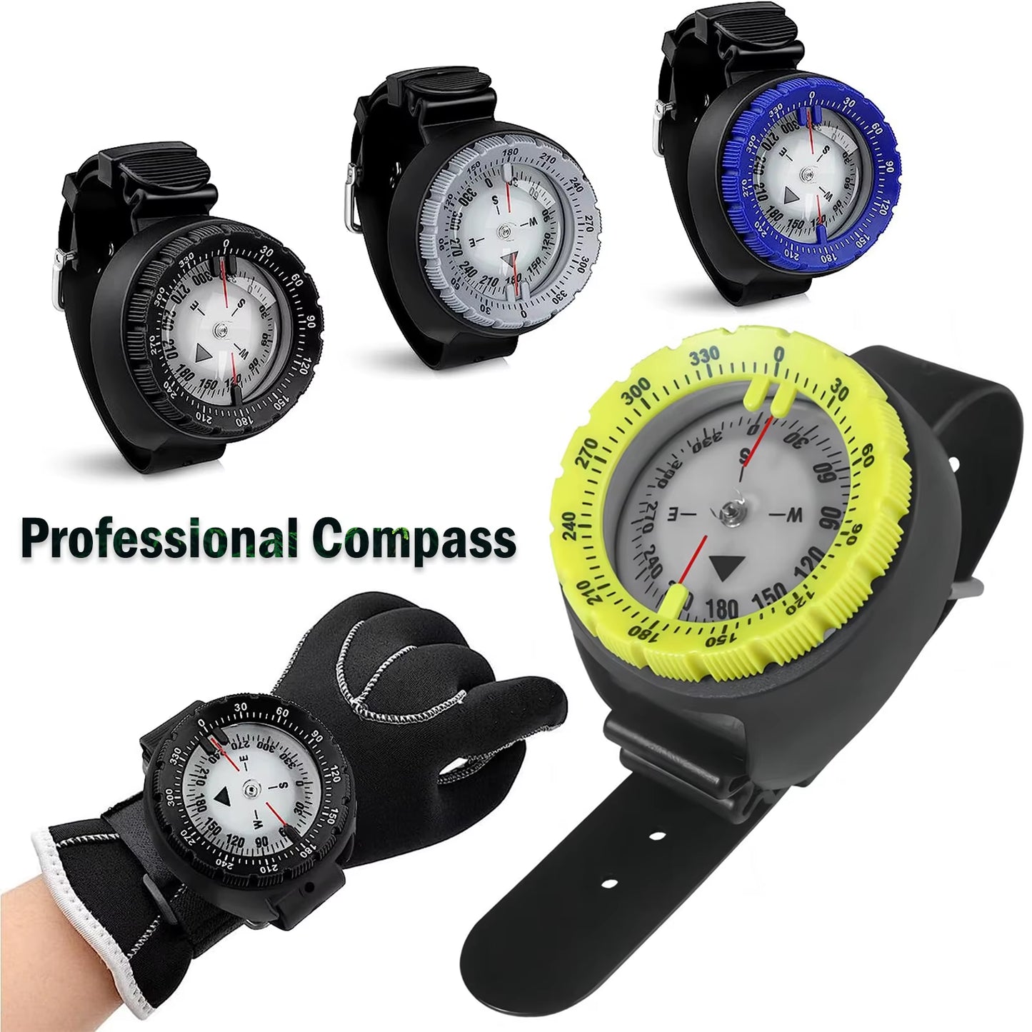 Digital Underwater 50M Diving Compass Professional Waterproof Navigator Digital Scuba Luminous Balanced Watch for Swimming