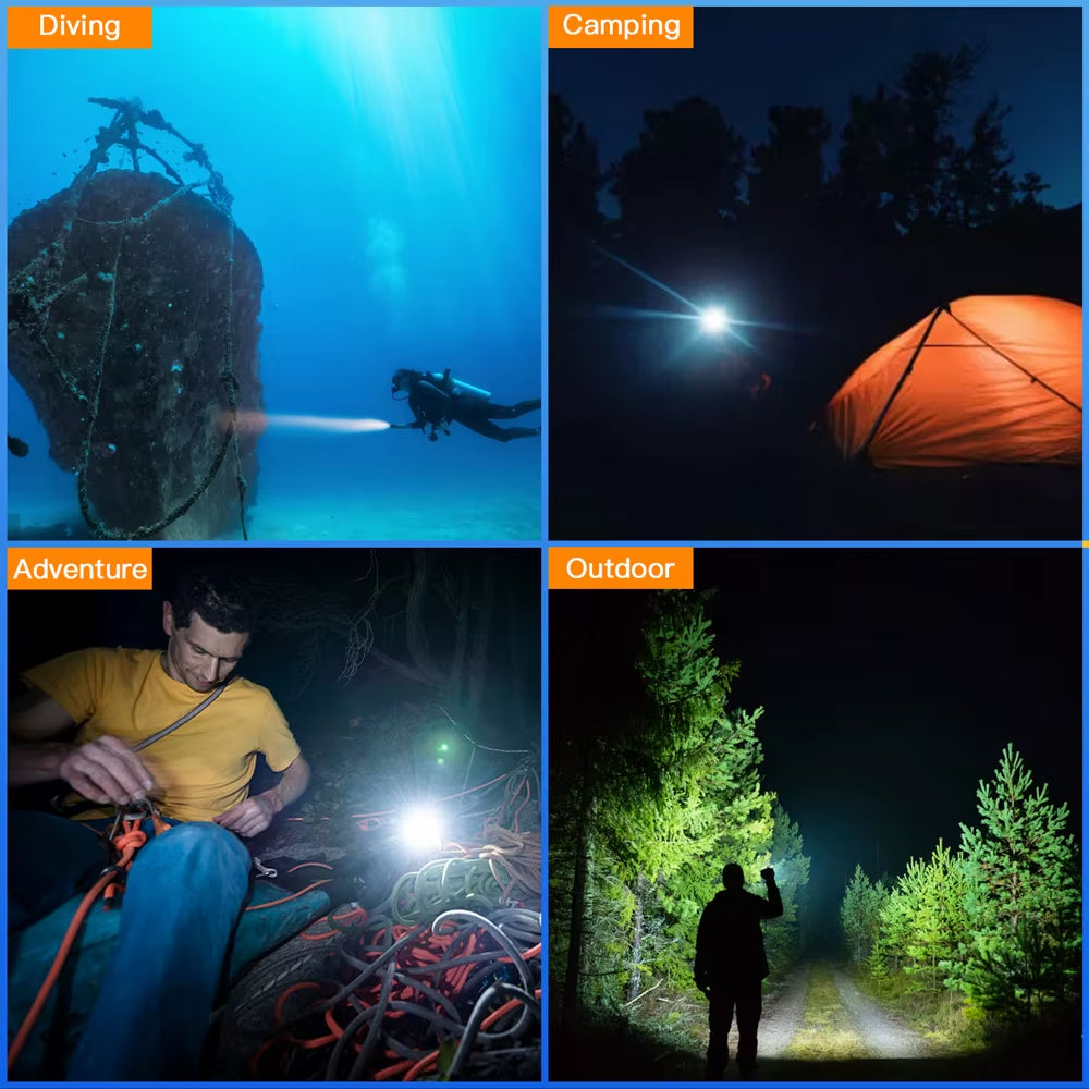 SD06 Diving Flashlight 3200Lm SFT70 Powerful 21700 Underwater Diving Lantern Range 472M Deep Scuba Torch IP68 Waterproof